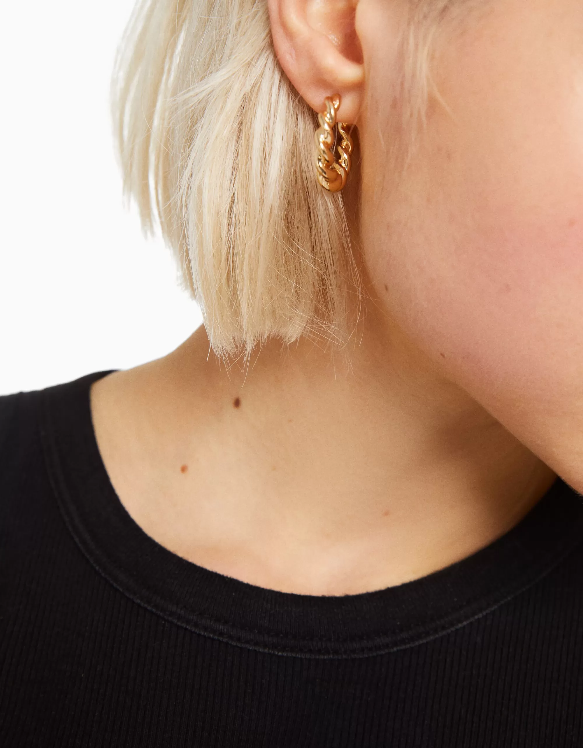 MUJER BERSHKA Set 6 pendientes aros trenzados charm corazón