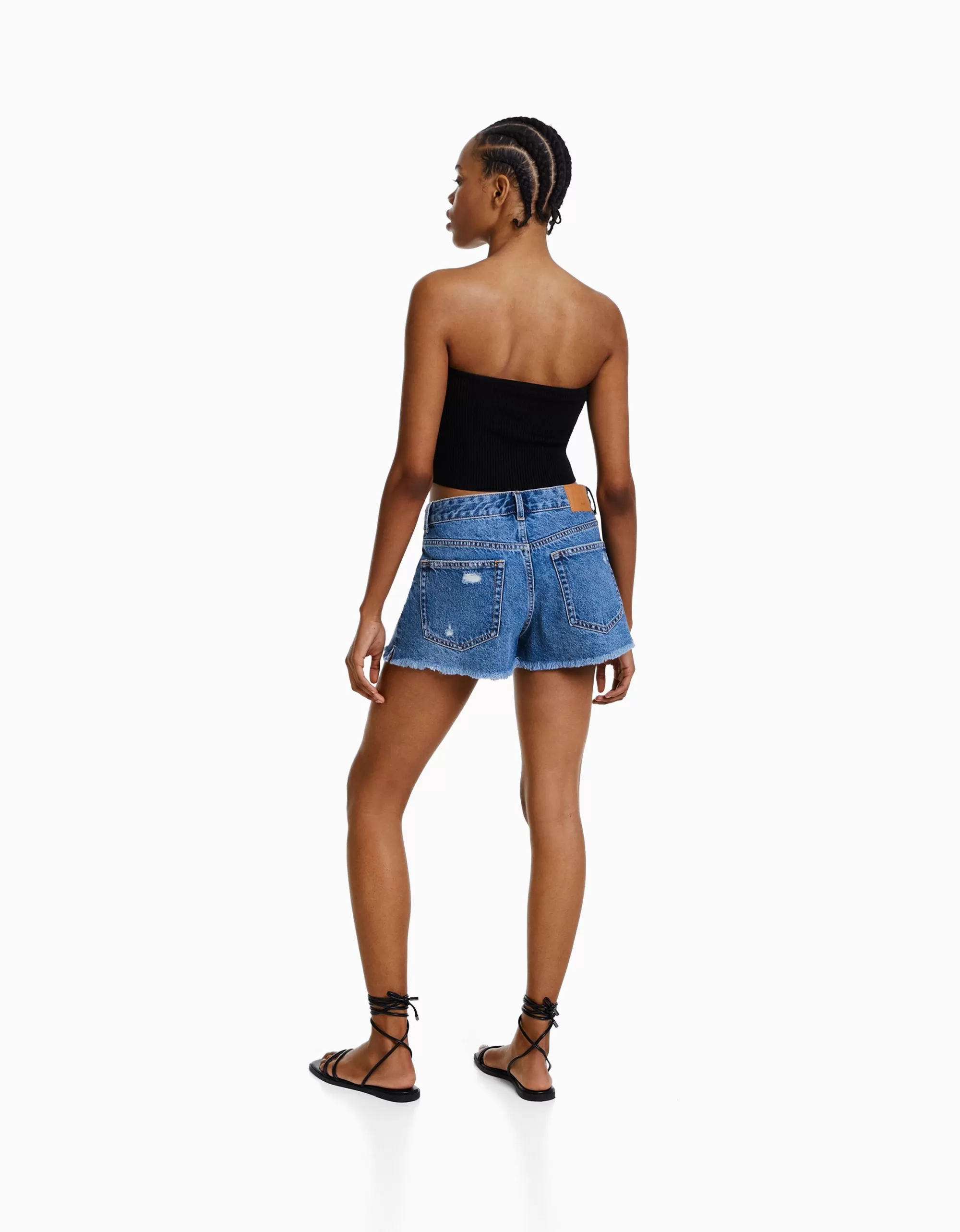 MUJER BERSHKA Short denim rotos vintage