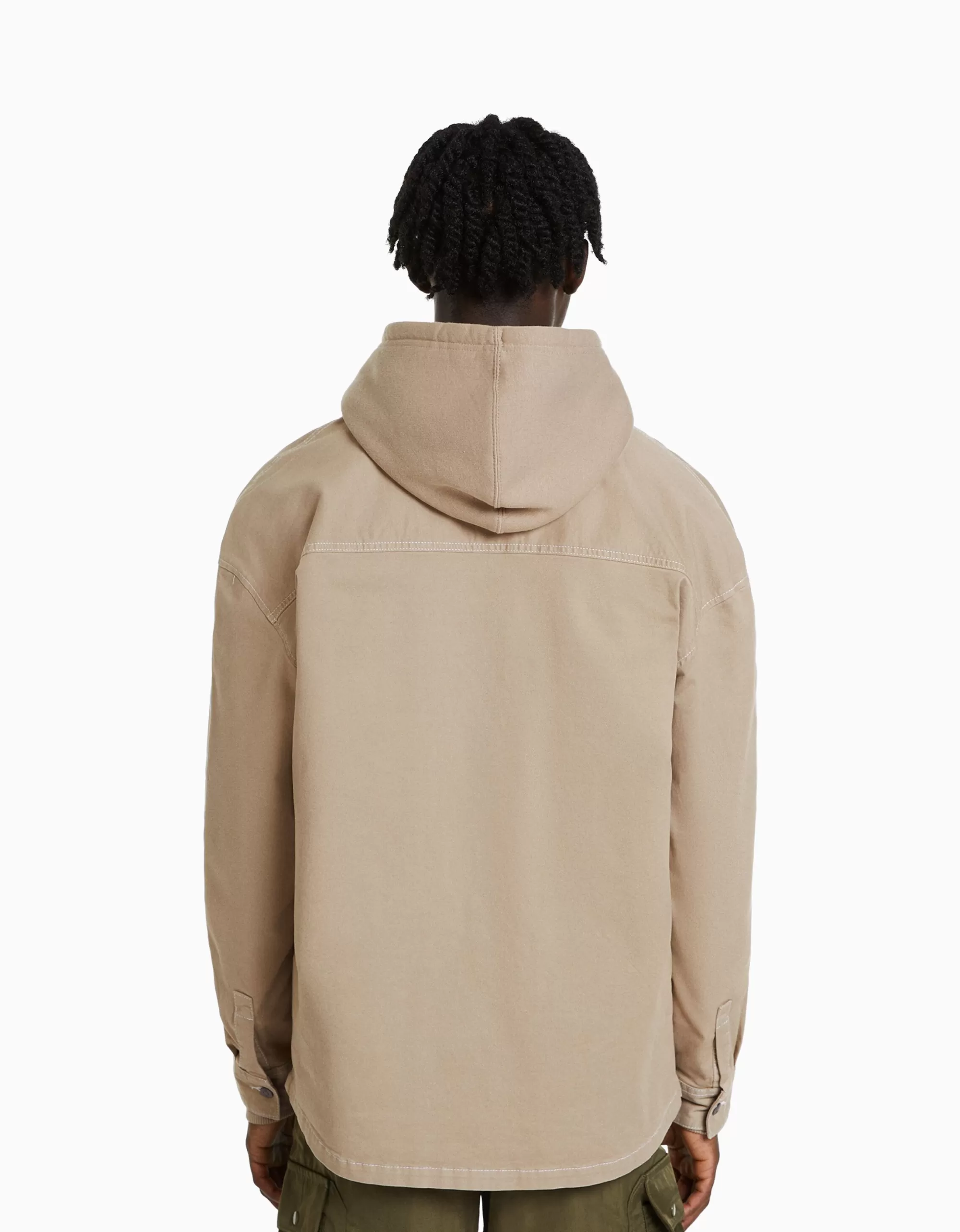 HOMBRE BERSHKA Sobrecamisa algodón hilo contraste