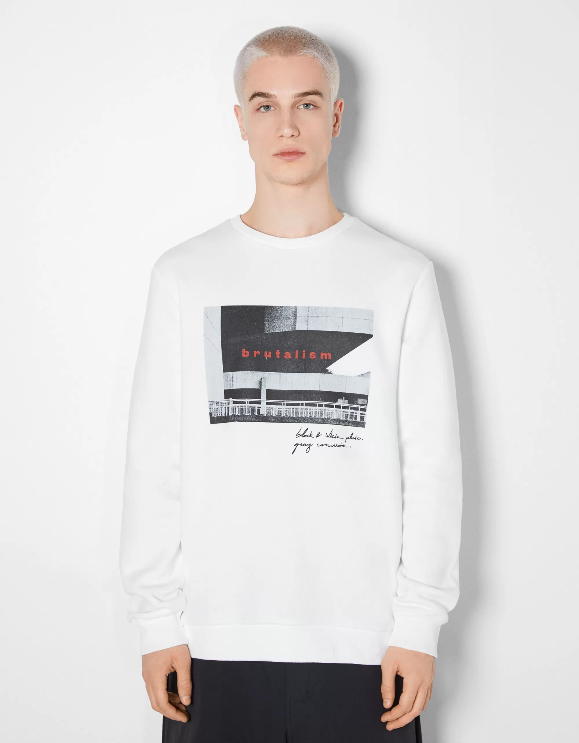 HOMBRE BERSHKA Sudadera easy fit print fotográfico