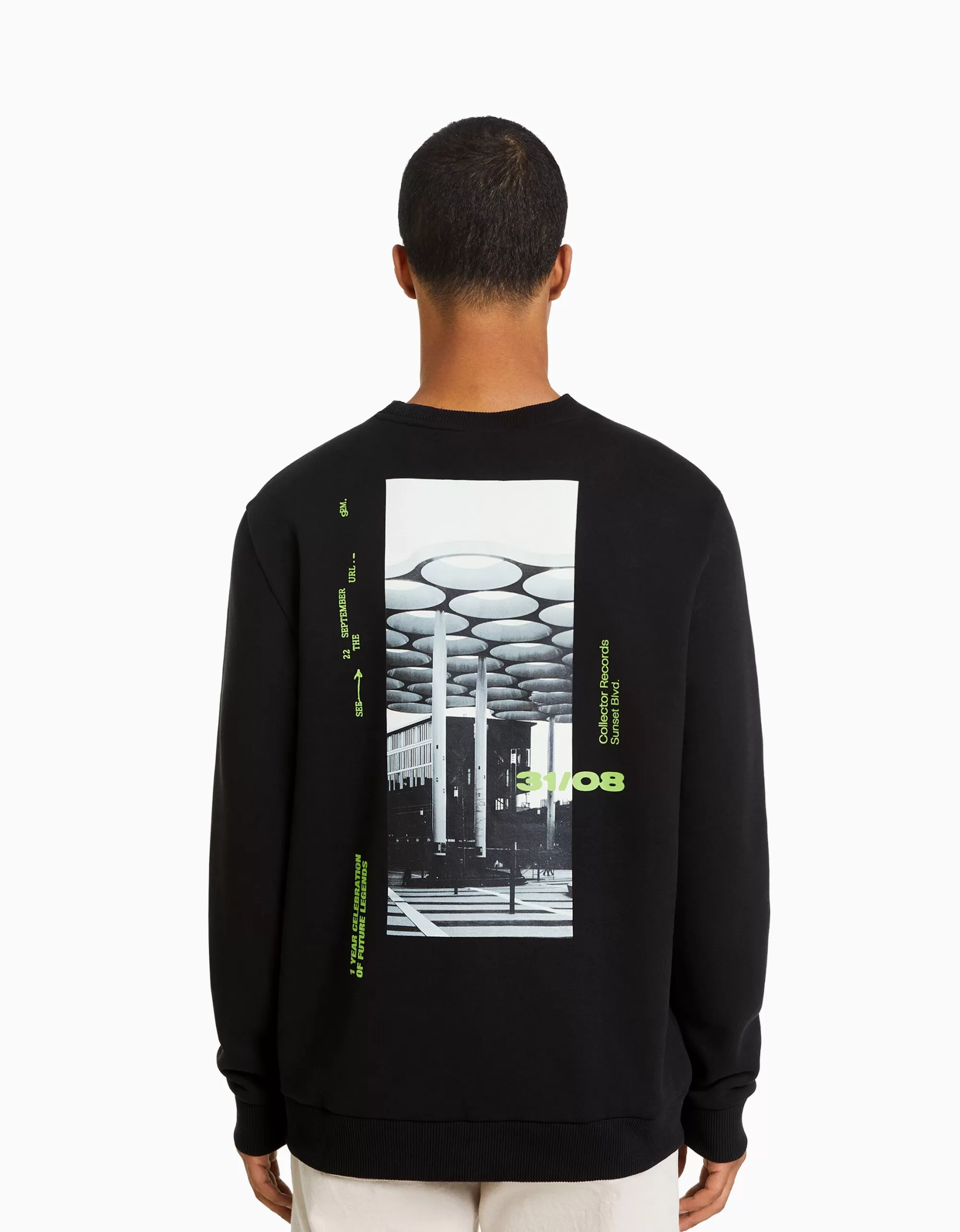HOMBRE BERSHKA Sudadera easy fit print fotográfico