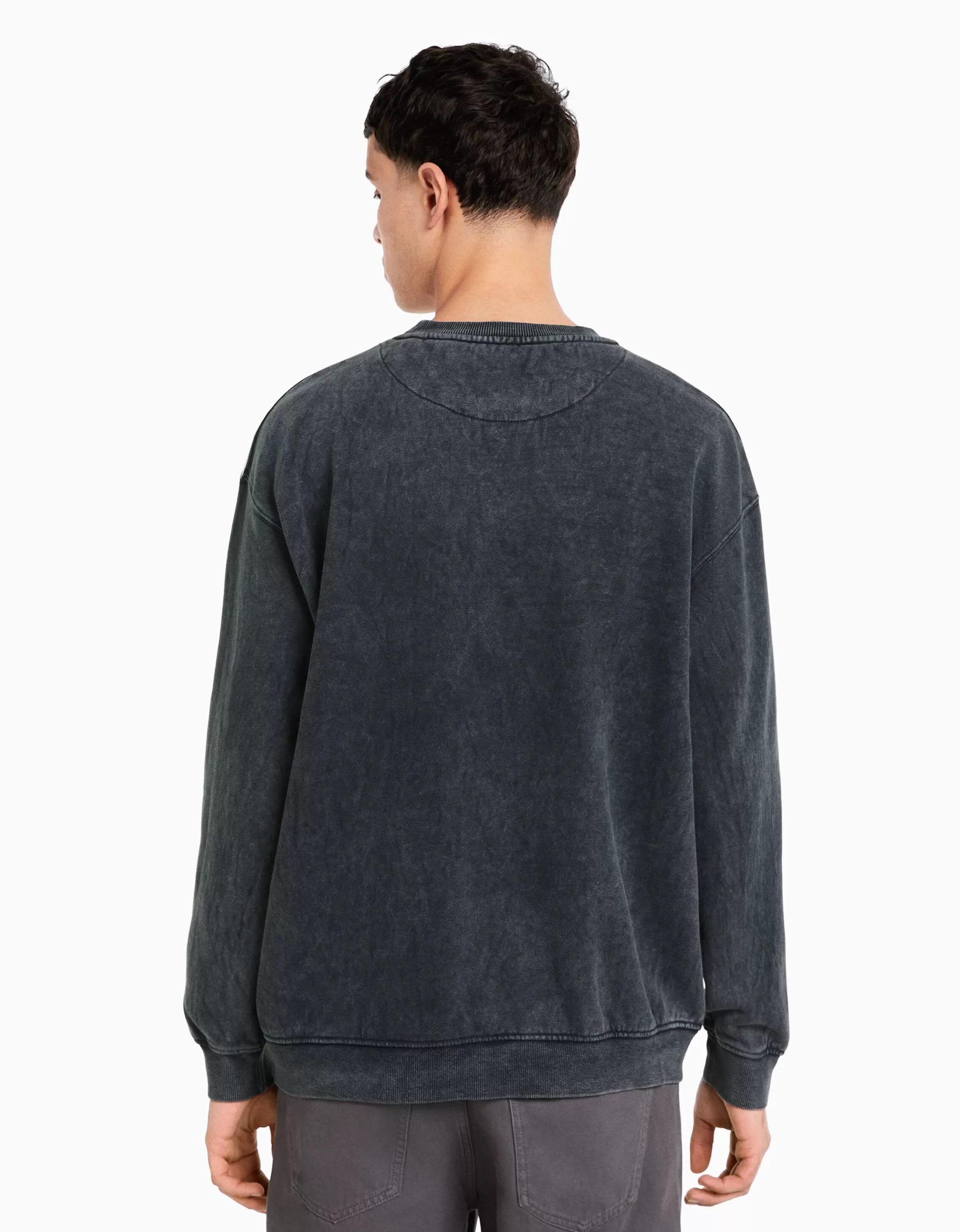 HOMBRE BERSHKA Sudadera oversize efecto lavado print