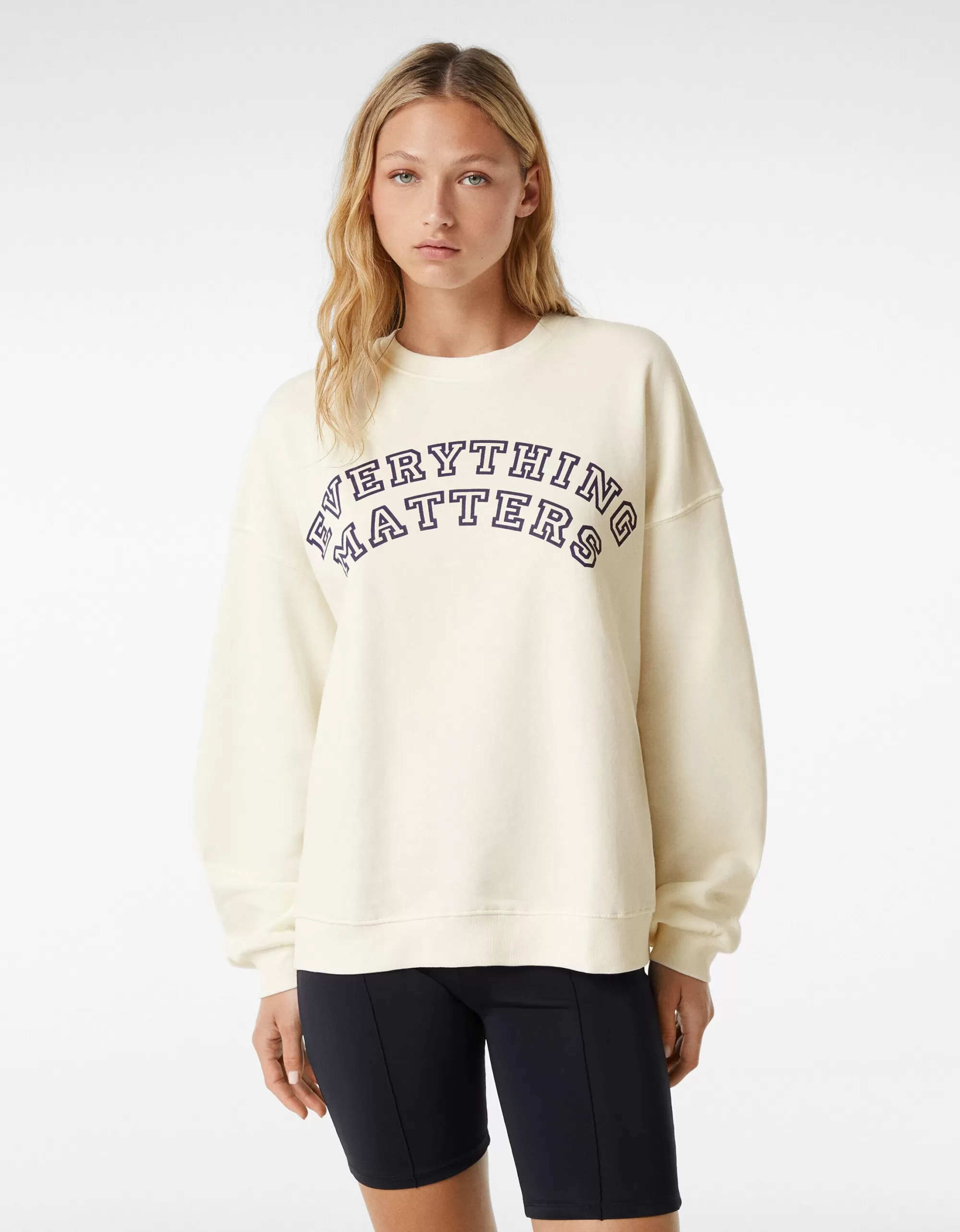 MUJER BERSHKA Sudadera oversize print