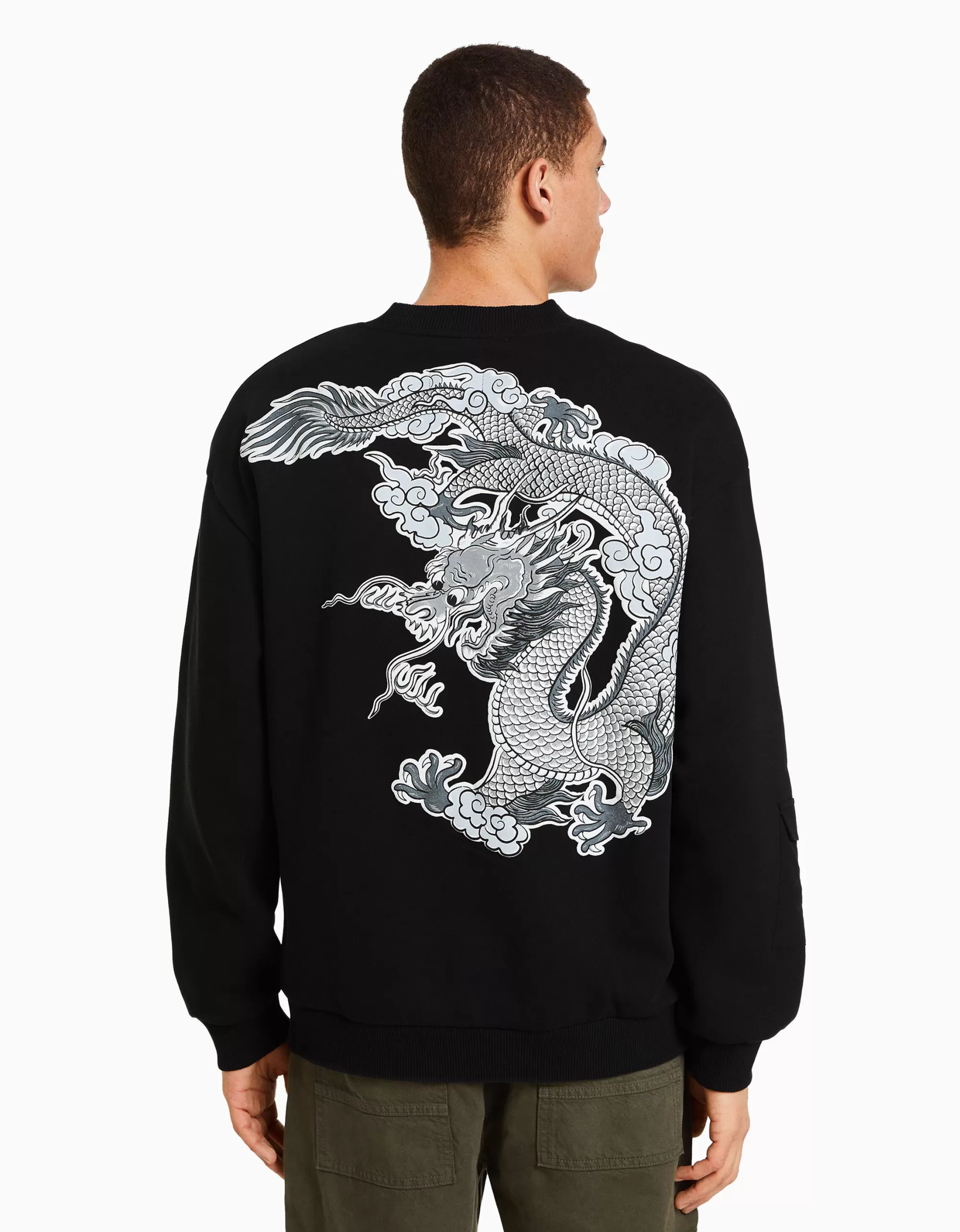 HOMBRE BERSHKA Sudadera oversize print