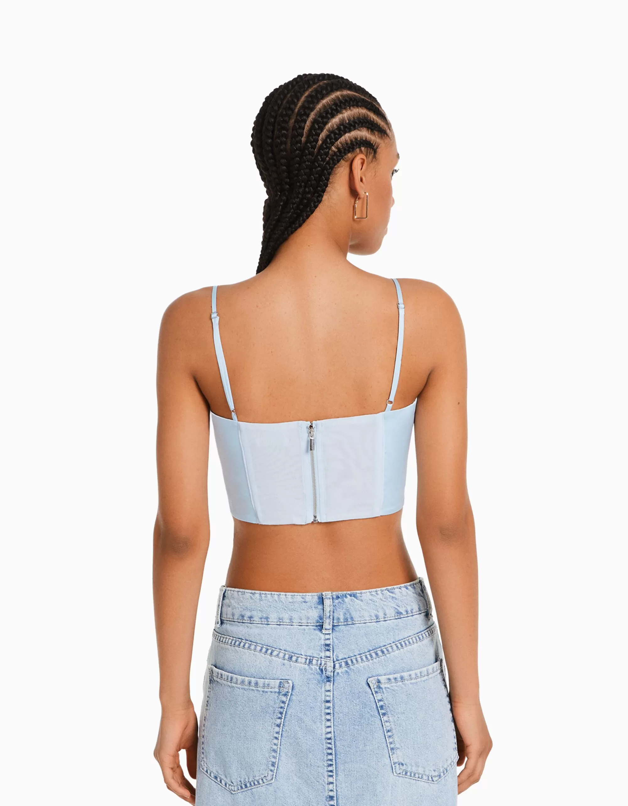 MUJER BERSHKA Top corsé tirantes satinado