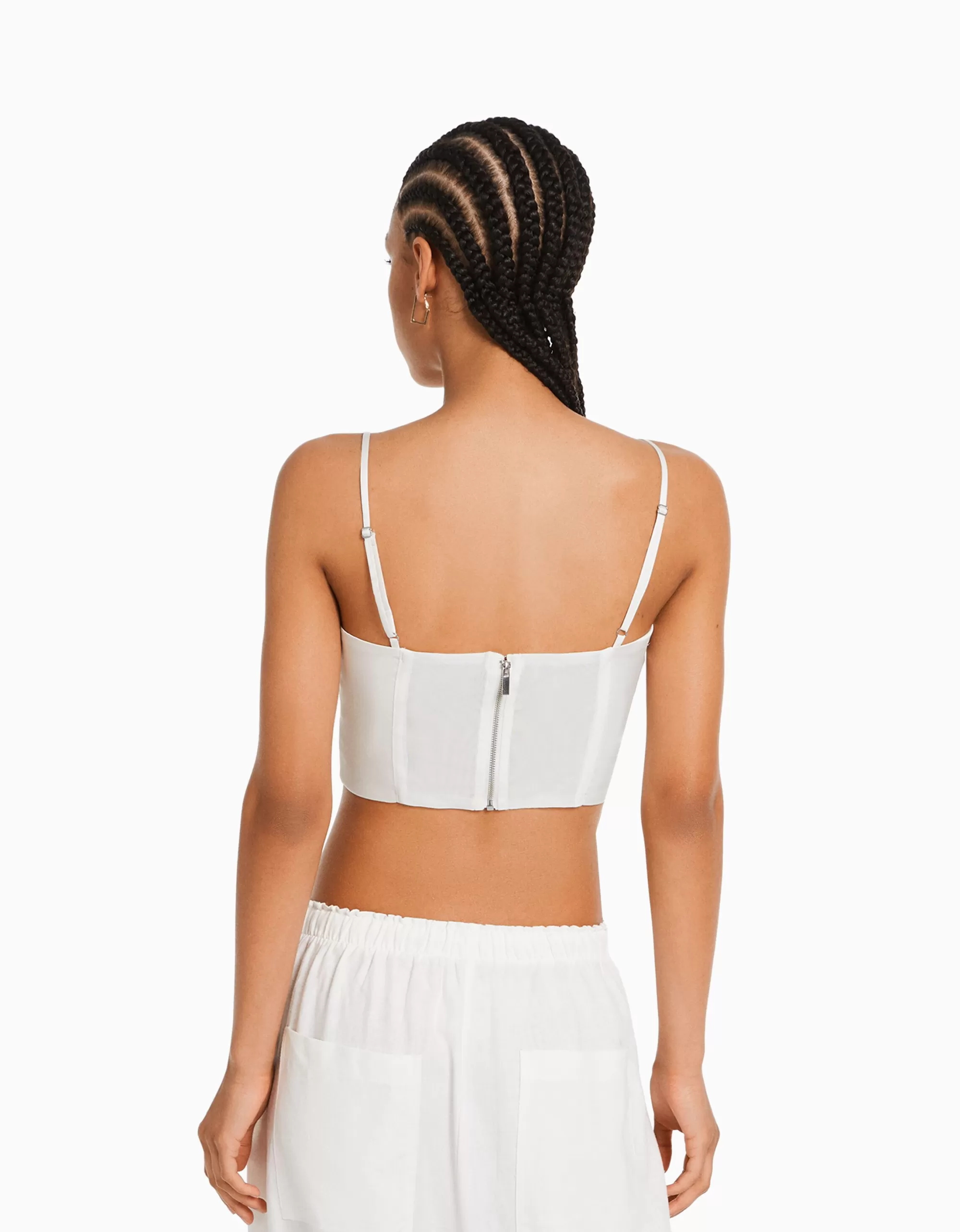 MUJER BERSHKA Top corsé tirantes satinado