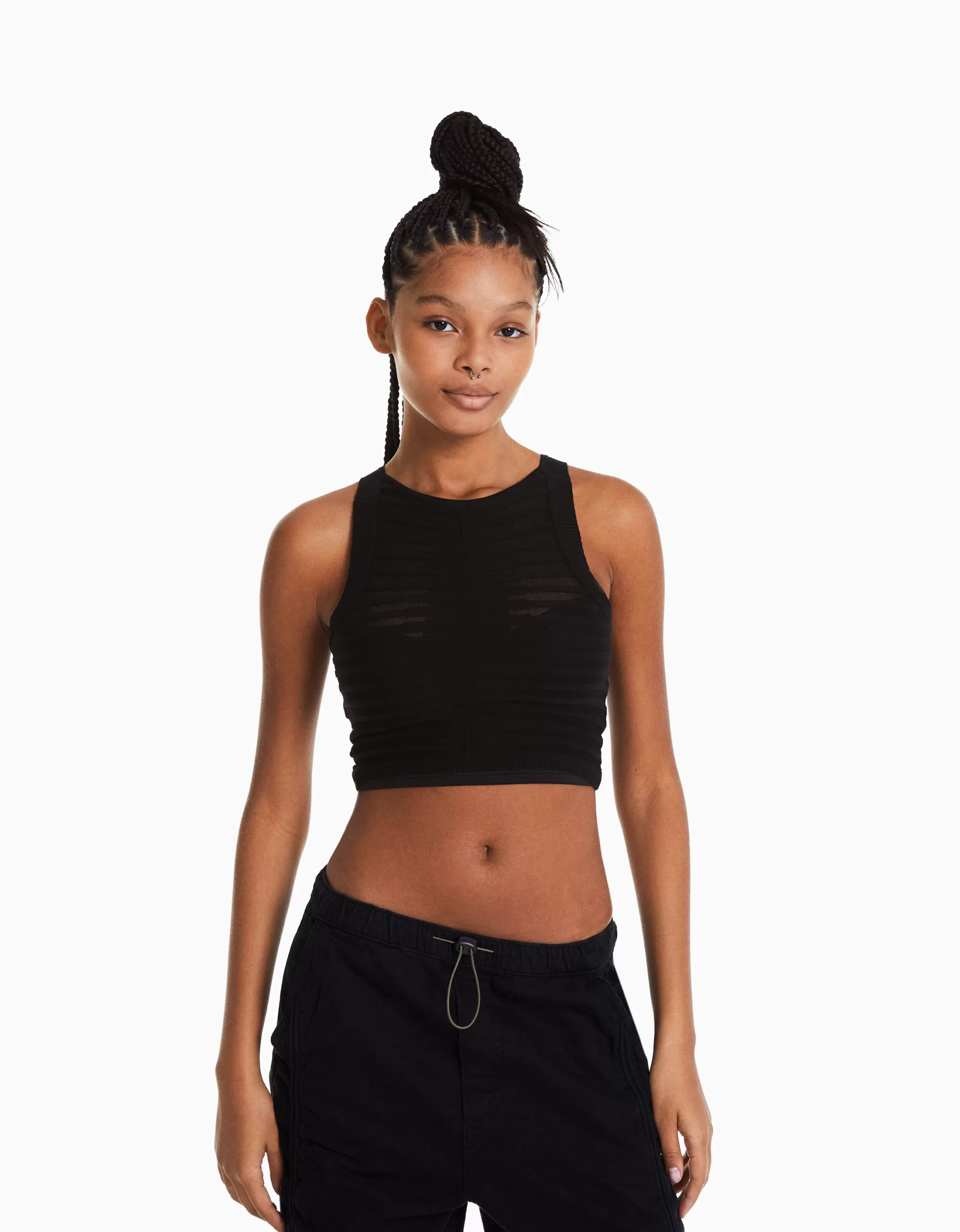 MUJER BERSHKA Top punto transparente