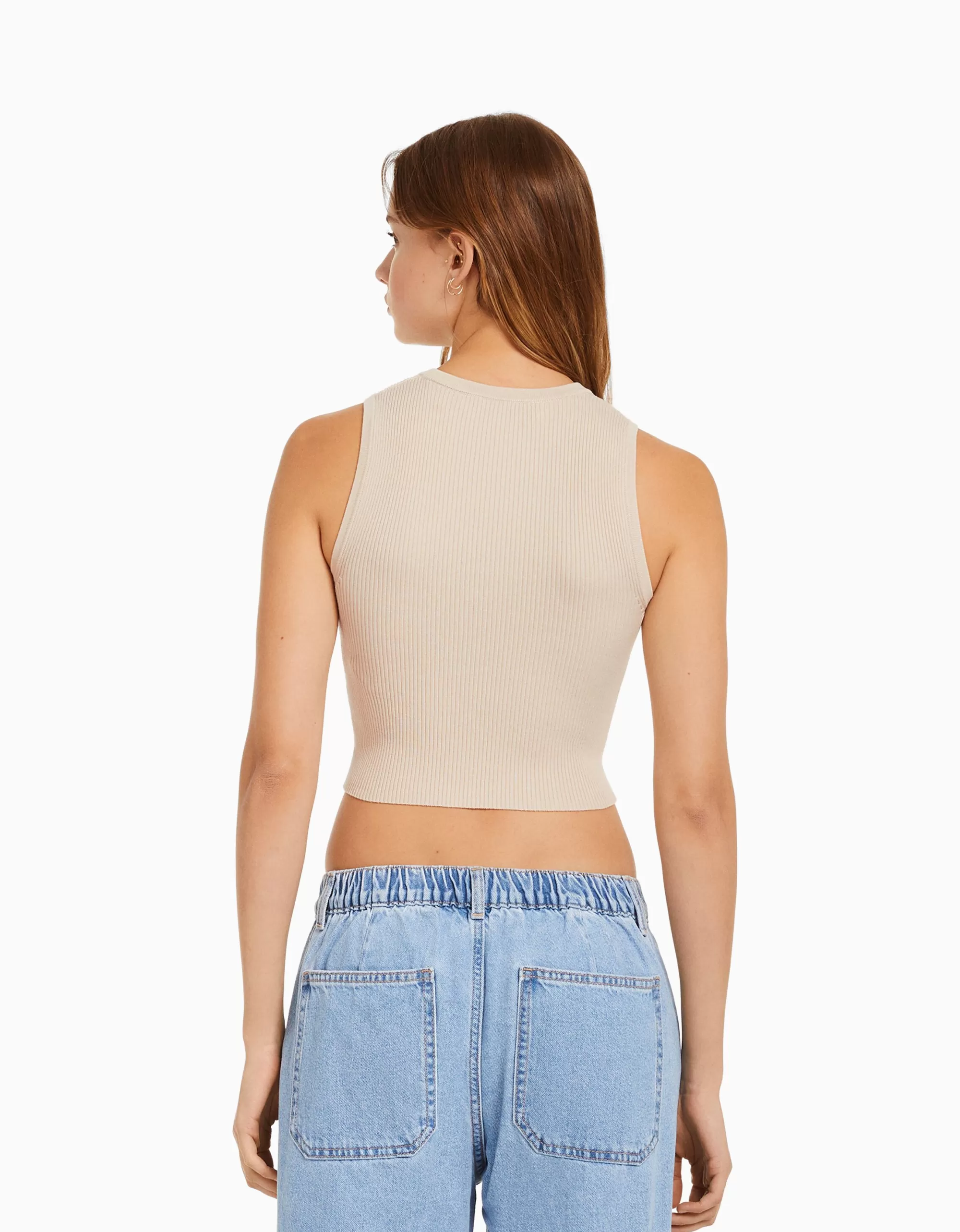 MUJER BERSHKA Top sin mangas punto
