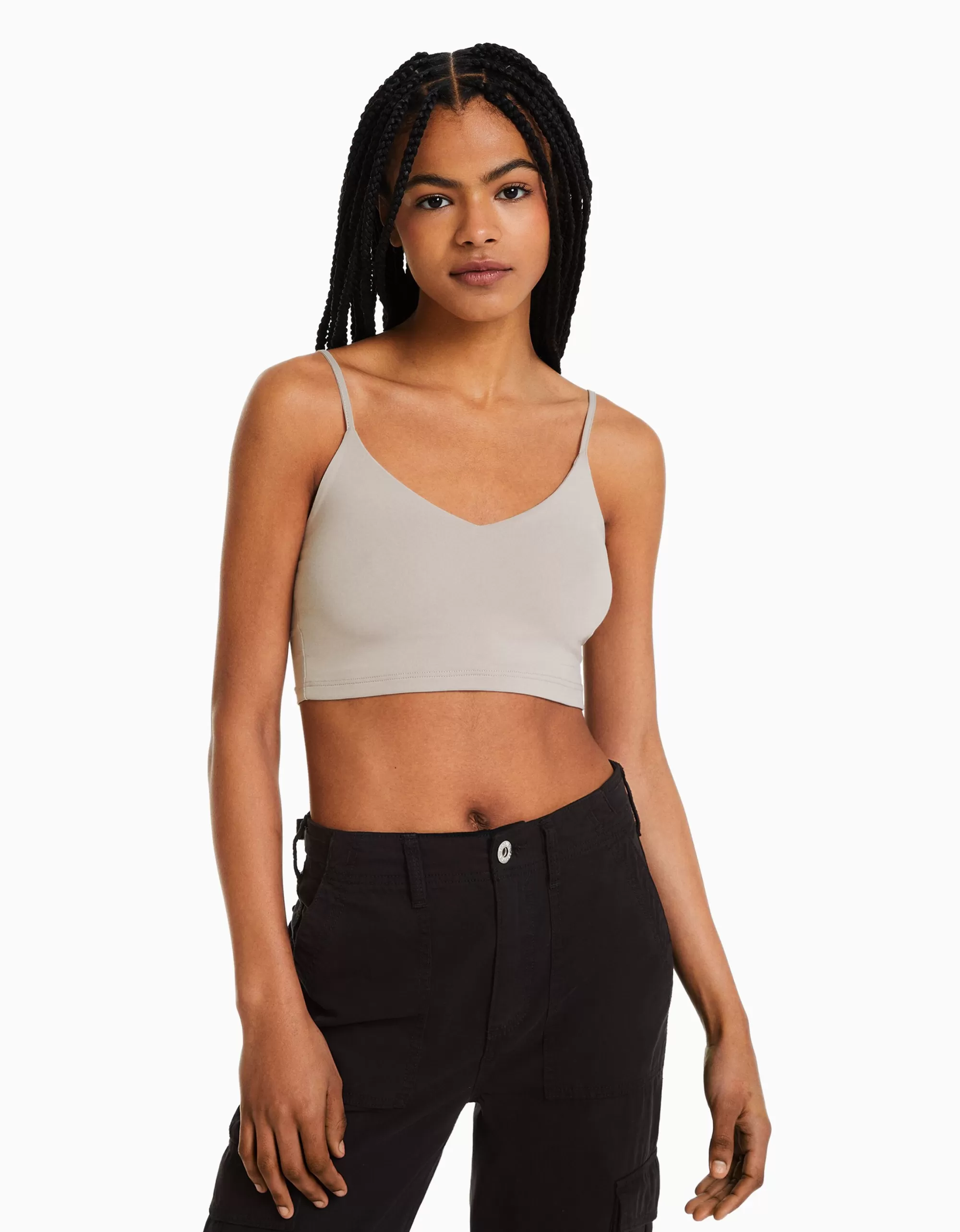 MUJER BERSHKA Top tirantes cropped