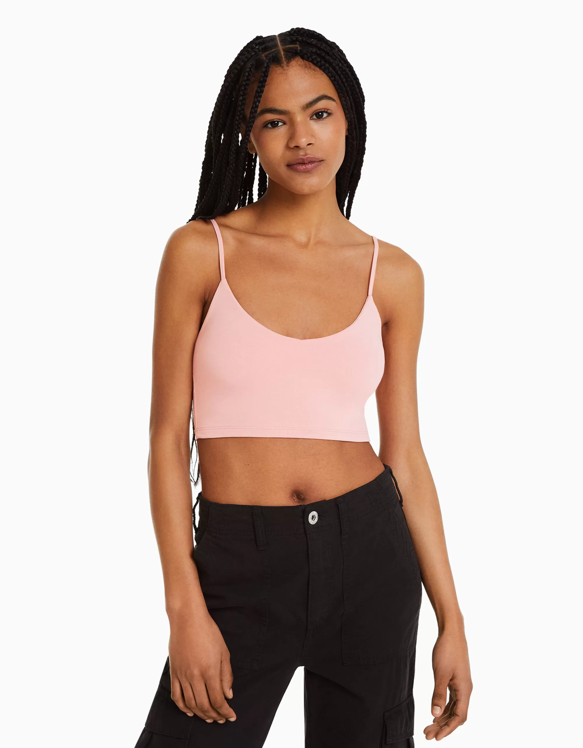 MUJER BERSHKA Top tirantes cropped