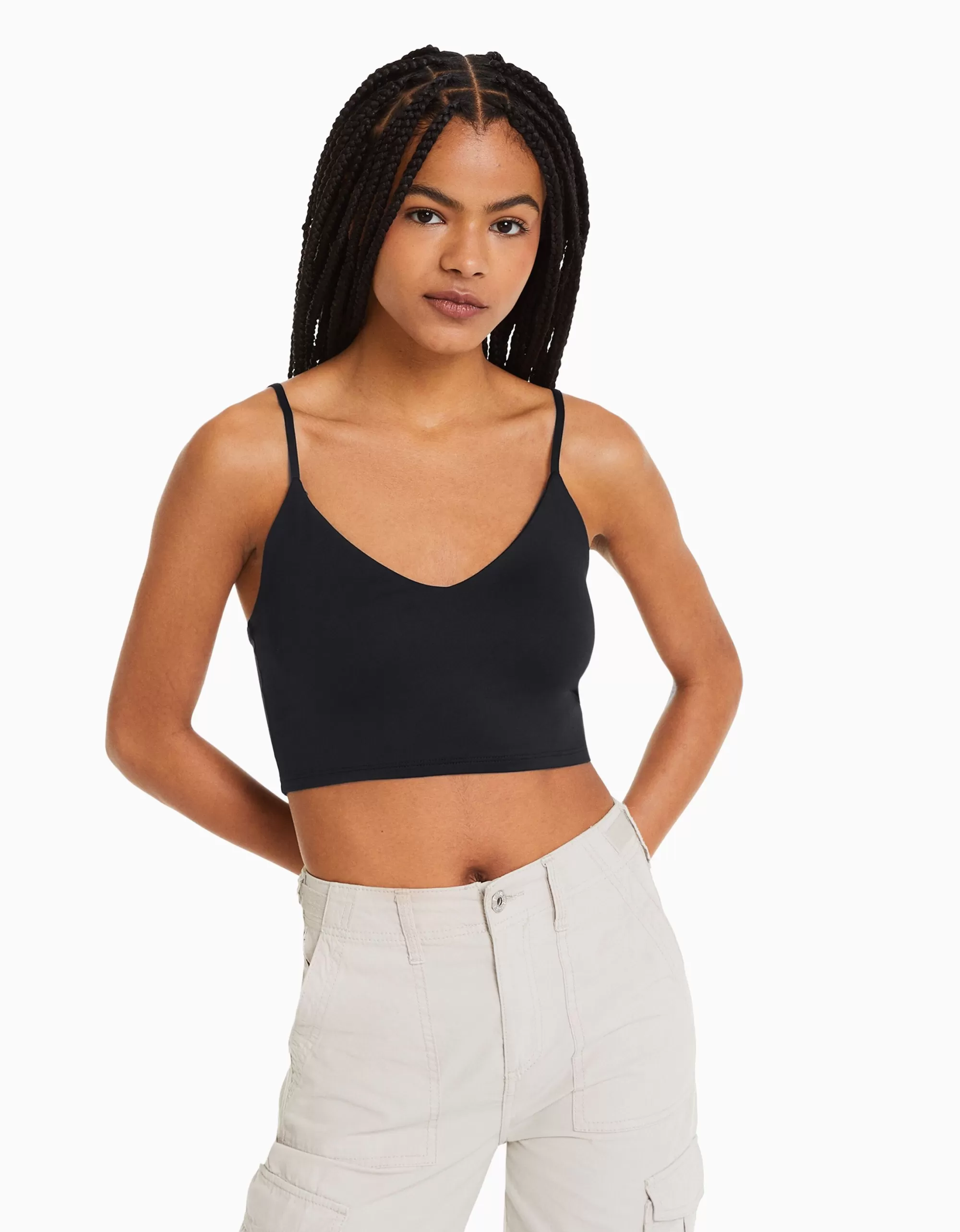 MUJER BERSHKA Top tirantes cropped
