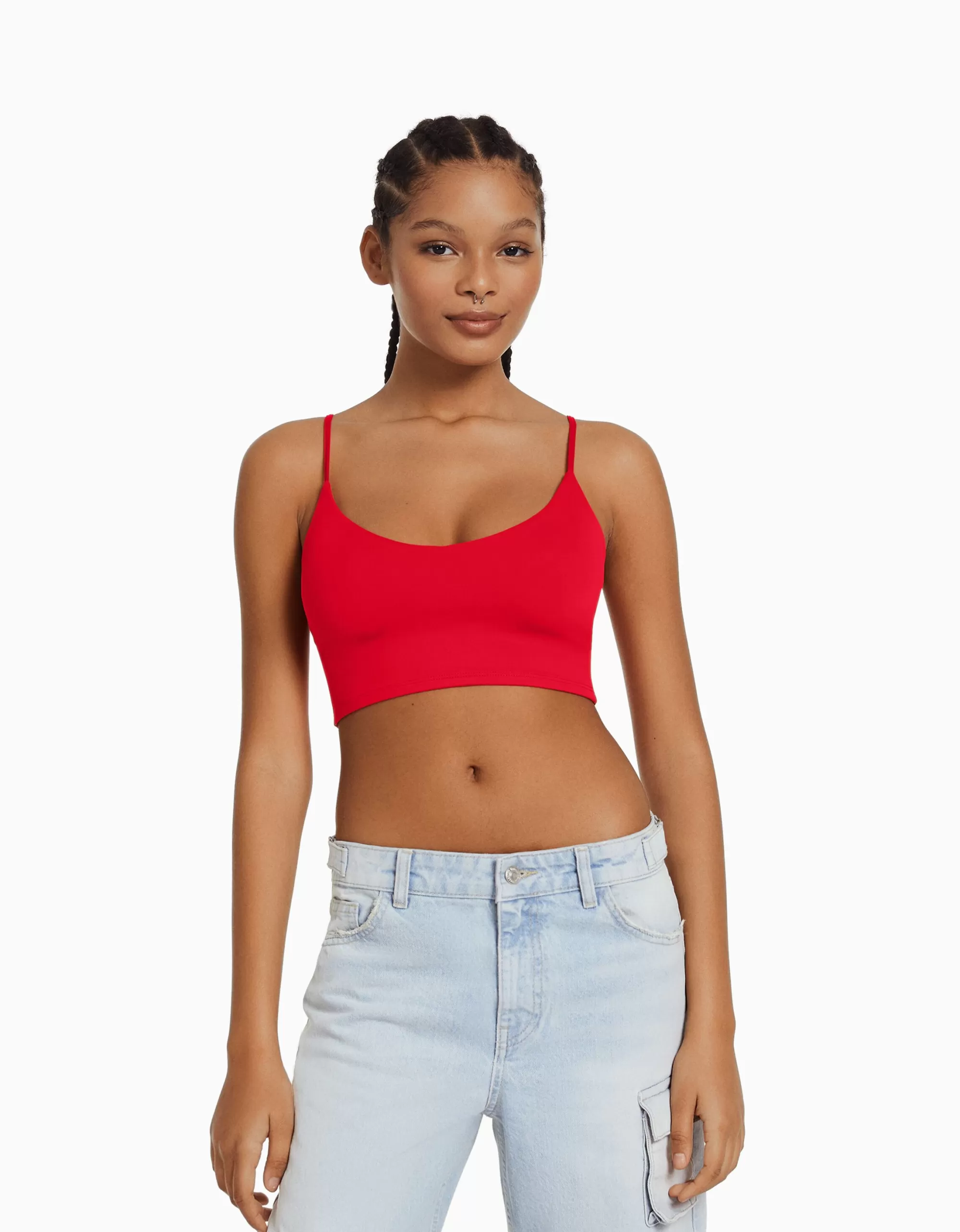 MUJER BERSHKA Top tirantes cropped